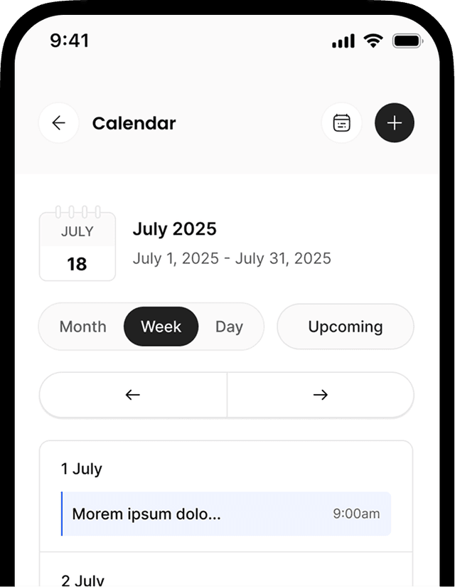 Calendar organized screen