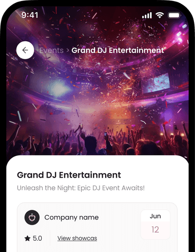 Vendor events screen